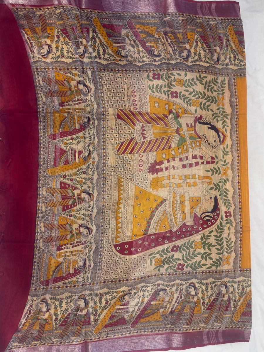 Linen Madhubani Print - Yellow