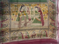 Linen Madhubani Print - Green