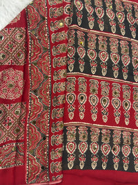 Ajrakh Mirror Work - Red