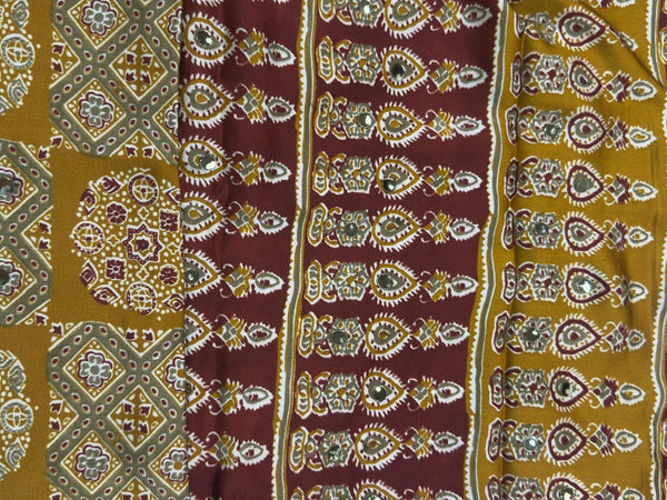 Ajrakh Mirror Work - Mustard Yellow