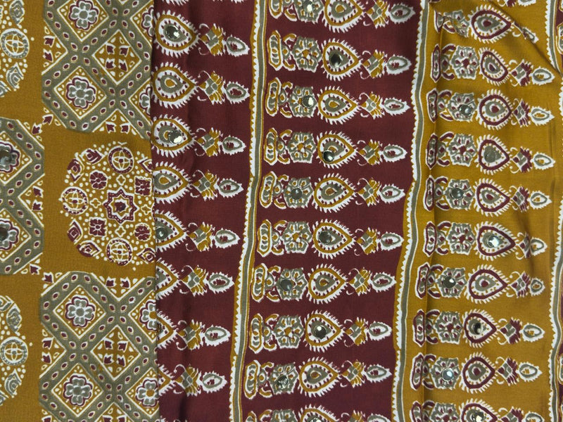 Ajrakh Mirror Work - Mustard Yellow