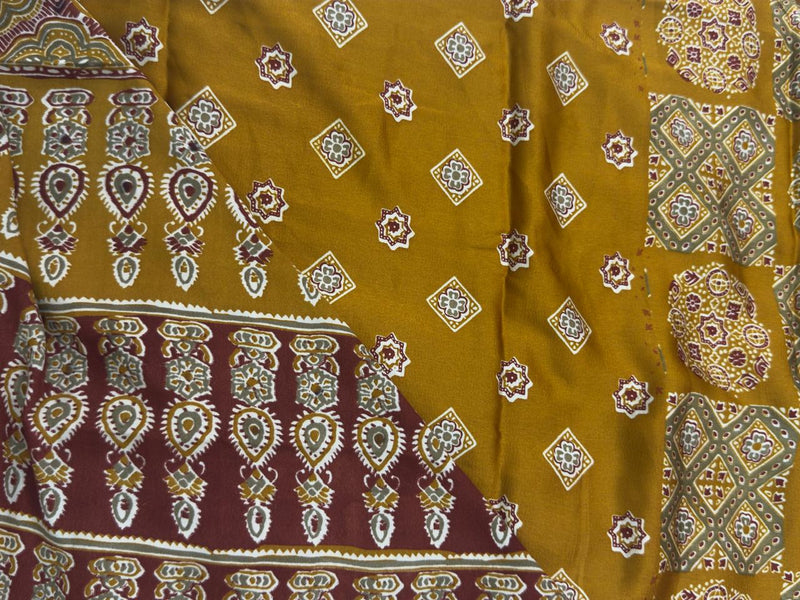 Ajrakh Mirror Work - Mustard Yellow