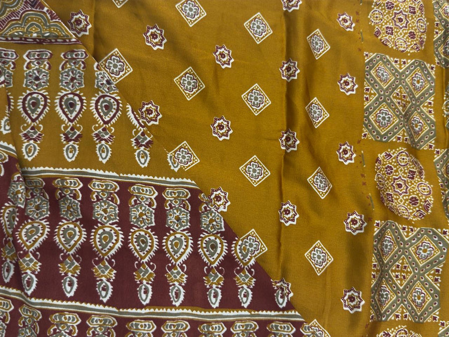 Ajrakh Mirror Work - Mustard Yellow