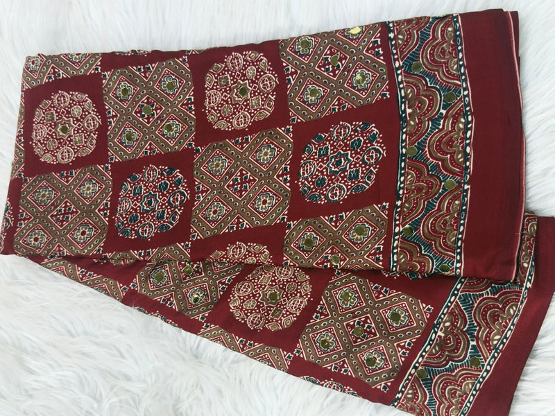 Ajrakh Mirror Work Aj05 - Maroon