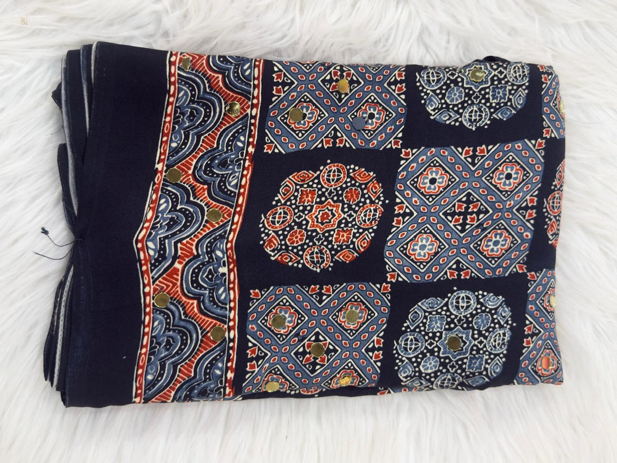 Ajrakh Mirror Work - Black