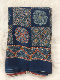 Ajrakh Mirror Work - Dark Blue
