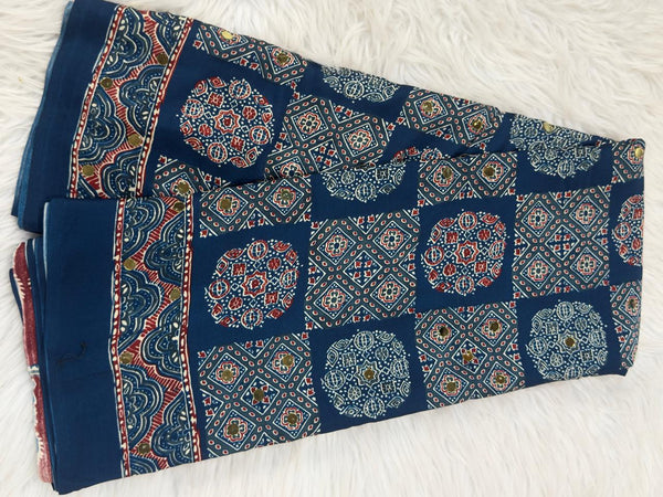 Ajrakh Mirror Work - Dark Blue