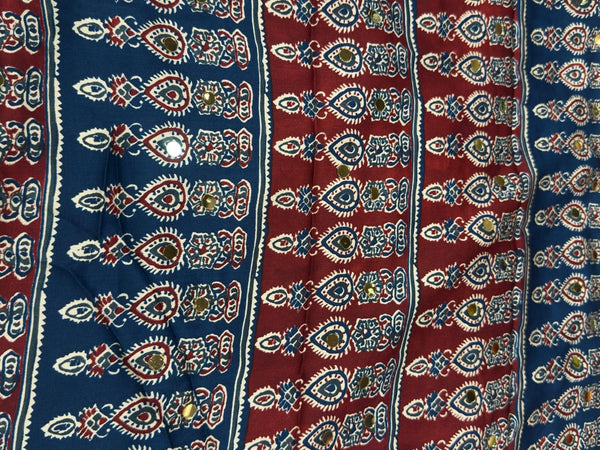 Ajrakh Mirror Work - Dark Blue