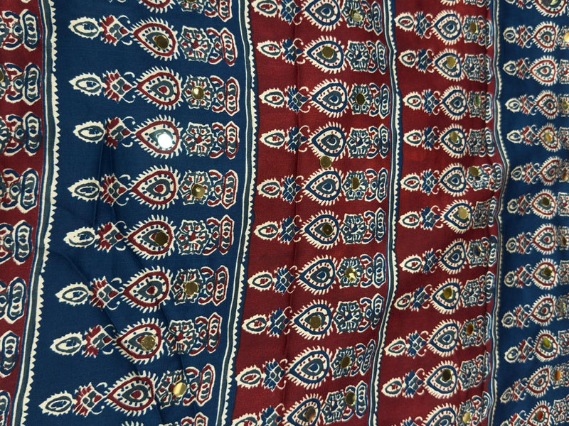 Ajrakh Mirror Work - Dark Blue