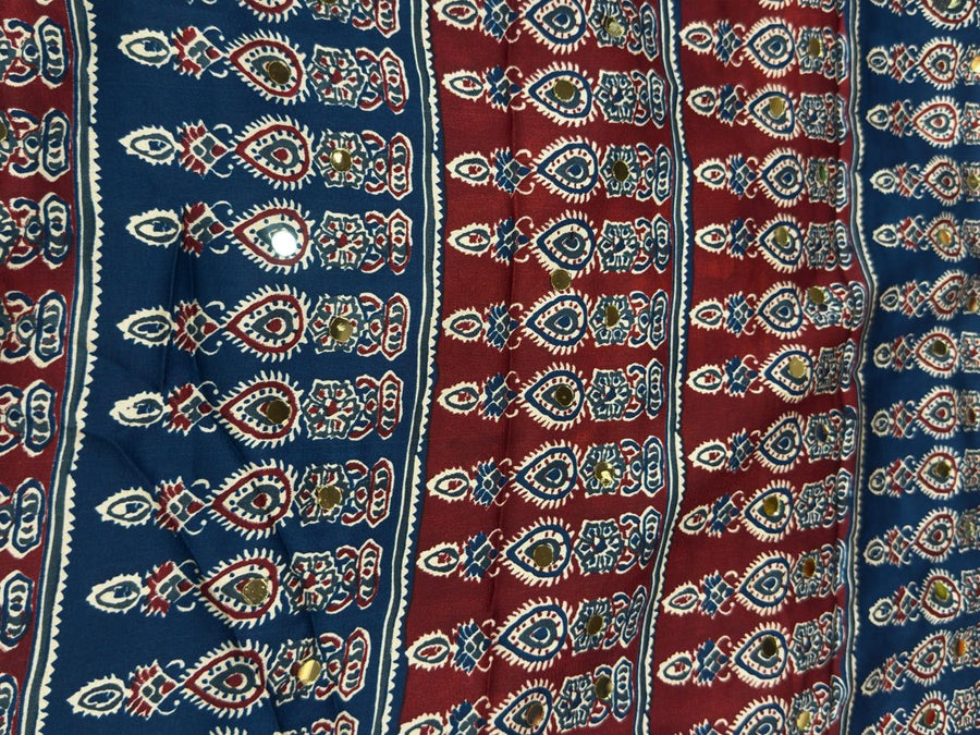 Ajrakh Mirror Work - Dark Blue