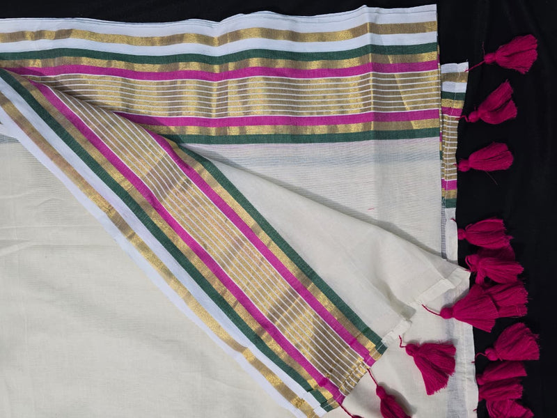 Mul Cotton - Pink Border