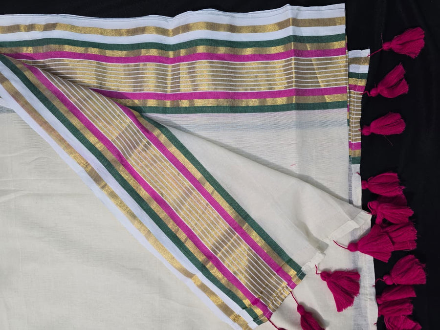 Mul Cotton - Pink Border