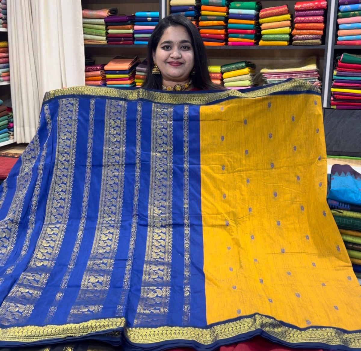 Kalyani Cotton Silk (Kanchi Border) - Yellow