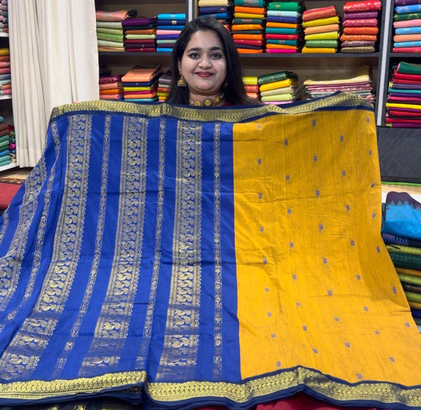 Kalyani Cotton Silk (Kanchi Border) - Yellow