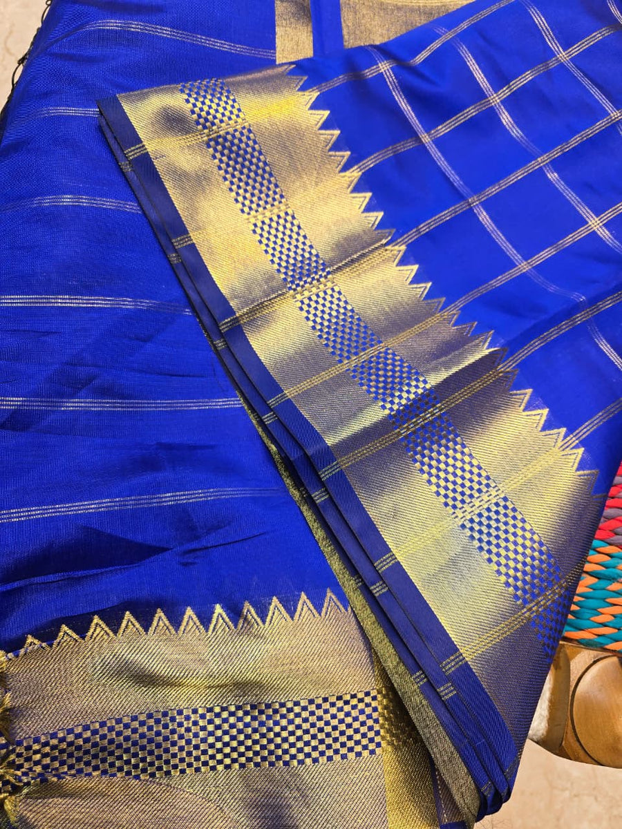 Soft Kanchi Checks - Royal Blue