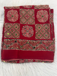 Ajrakh Mirror Work - Red