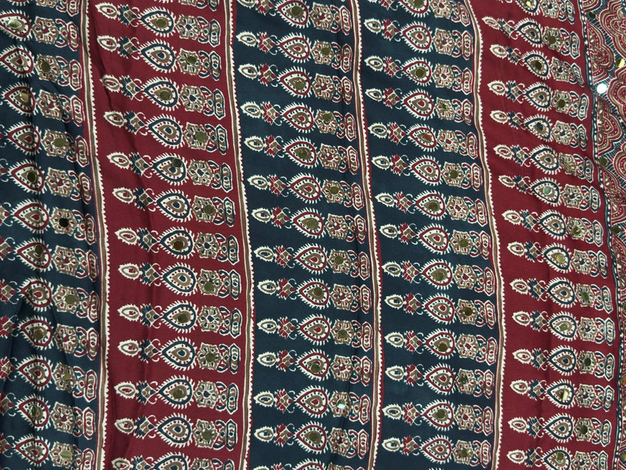 Ajrakh Mirror Work - Maroon